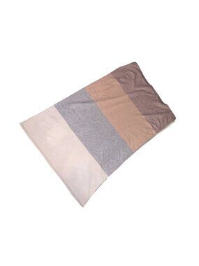 Garnet Hill 100% Cashmere Neutral Colors Colorblock Wrap Shawl Scarf 89”x29”